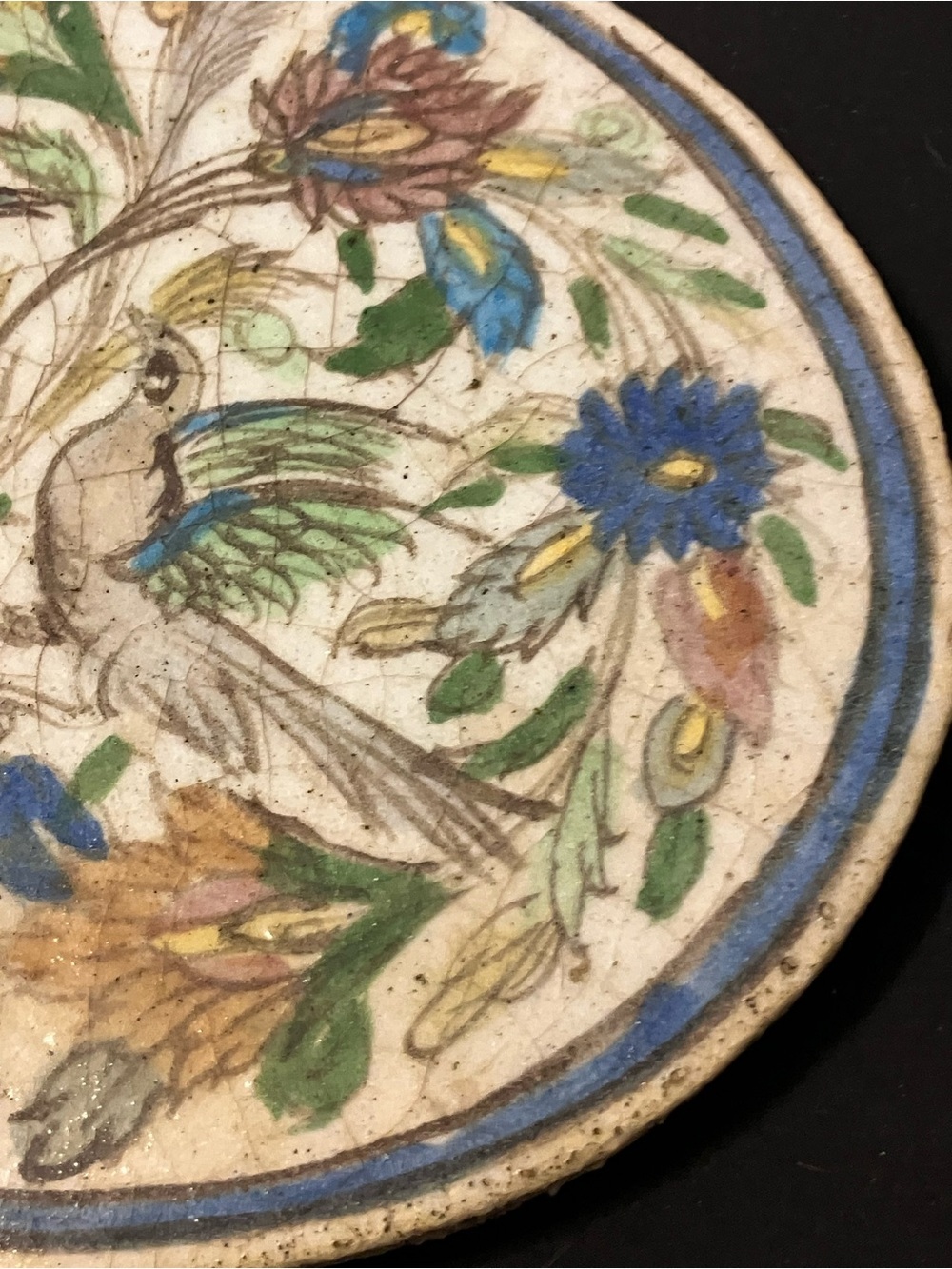 Persian Iznik Oval Polychrome Glazed Bird Tile - Picture 2 of 9